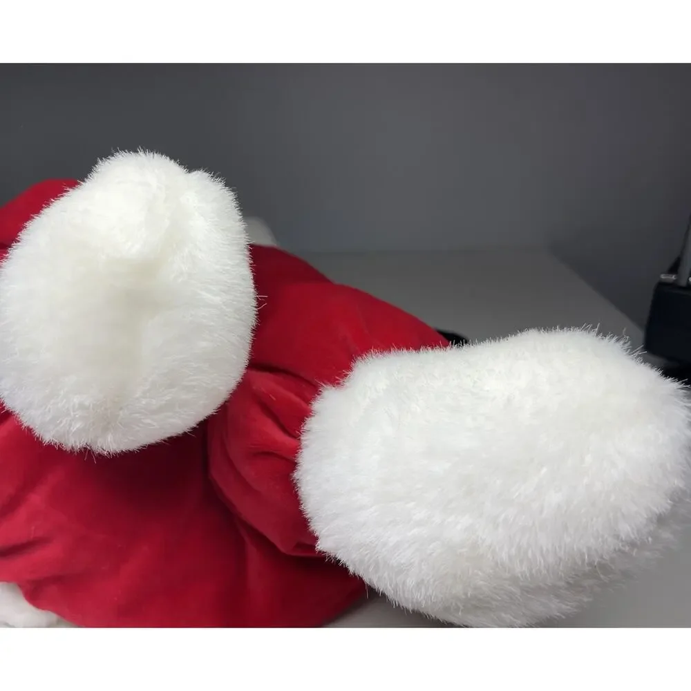Vintage 1989 Prestige White Teddy Bear Plush 20” Black Red Bow Tie Velour Large